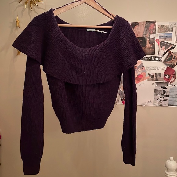 Urban Outfitters Kimchi Blue Purple Off-the-Shoulder Sweater - Picture 1 of 6